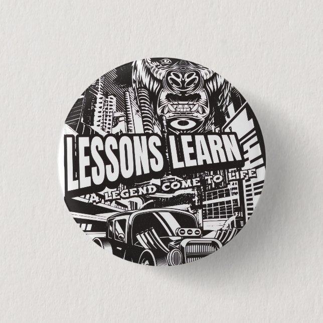 BADGE ROND 2,50 CM LEGENDARY GORILLA LESSONS LEARN BUTTON  (Devant)