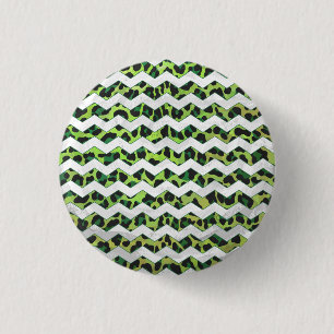 Badge Rond 2,50 Cm Leopard Chevron noir et vert
