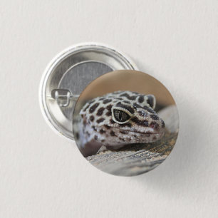 Badge Rond 2,50 Cm Léopard Gecko Yeux Bouche visage gros