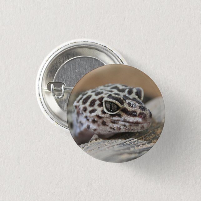 Badge Rond 2,50 Cm Léopard Gecko Yeux Bouche visage gros (Devant & derrière)