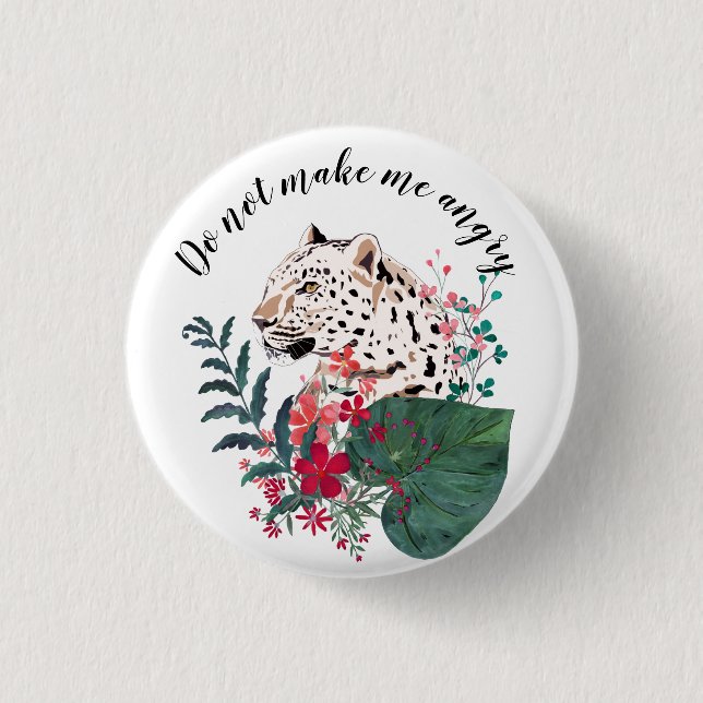 Badge Rond 2,50 Cm Léopard, museau de léopard, floral, botanique (Devant)