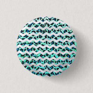 Badge Rond 2,50 Cm Léopard noir et Turquoise