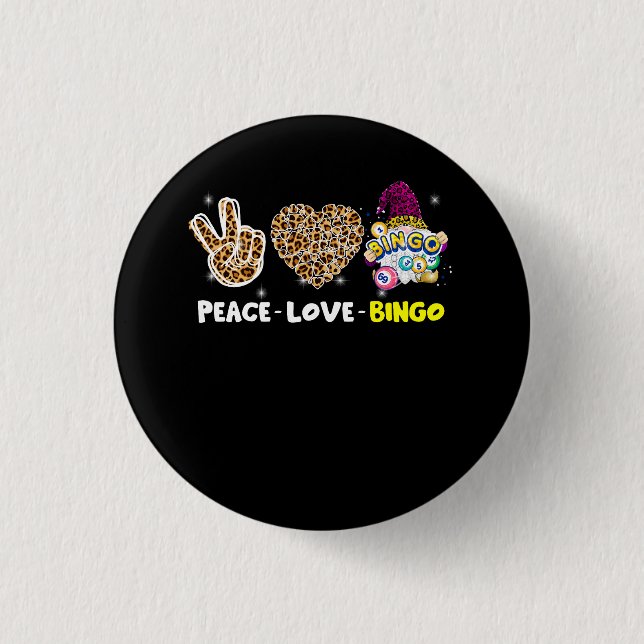 Badge Rond 2,50 Cm Leopard Peace Love Bingo Gnome Lucky Number Bingo (Devant)