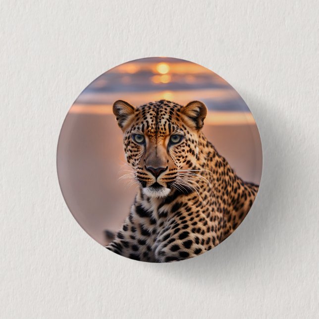 Badge Rond 2,50 Cm Léopard sur la plage (Devant)