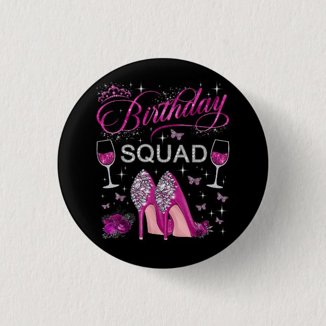 Badge Rond 2,50 Cm L'équipe d'anniversaire Papillons (Devant)