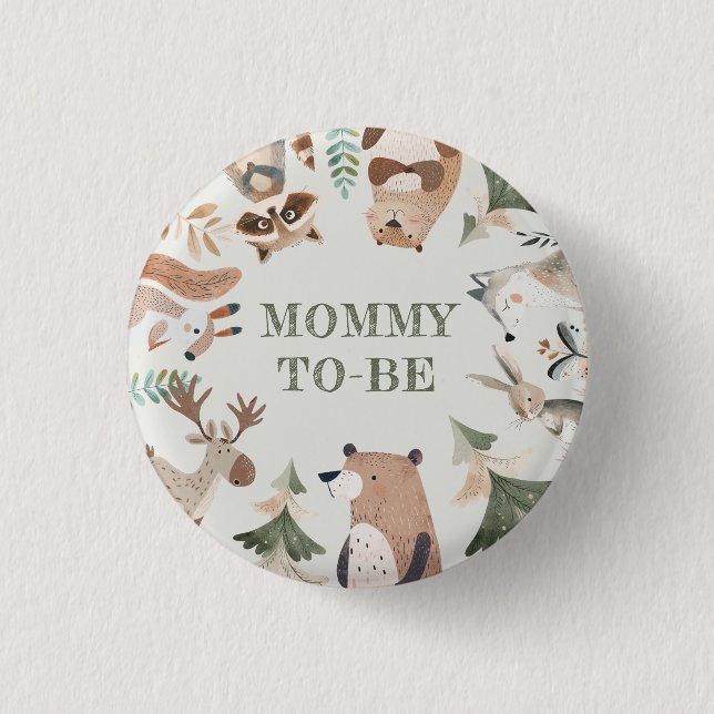 Badge Rond 2,50 Cm Les animaux de la forêt Maman pour être Baby showe (Devant)