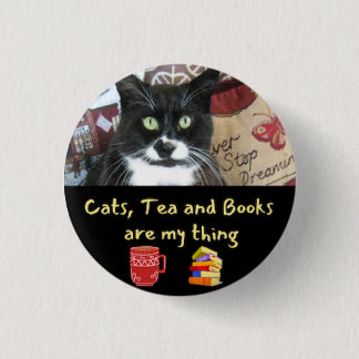 Badge Rond 2,50 Cm Les chats, le thé et les livres sont mon truc - ba