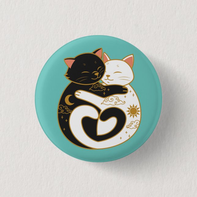 Badge Rond 2,50 Cm Les chats Yin Yang (Devant)