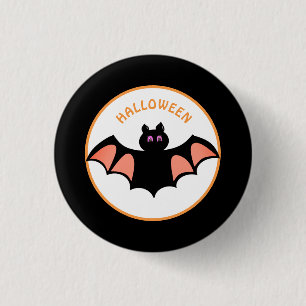 Badge Rond 2,50 Cm Les chauves-souris Éffrayantes d'Halloween en noir