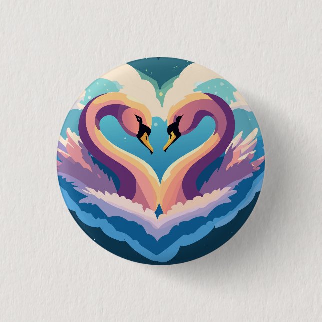 Badge Rond 2,50 Cm Les cygnes amoureux (Devant)