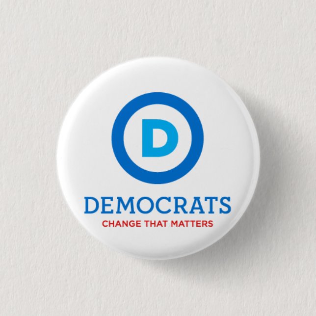 Badge Rond 2,50 Cm Les Démocrates Changent D'Importance (Devant)
