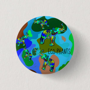 Badge Rond 2,50 Cm Les éco-phants sauvent la Terre et les éléphant