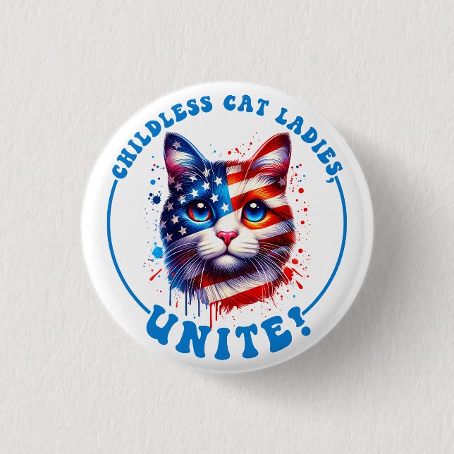 Badge Rond 2,50 Cm Les femmes de chat sans enfants unissent Kamala Ha (Devant)