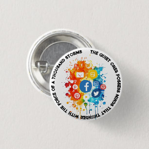 Badge Rond 2,50 Cm Les icônes du réseau social Je cite Silence et esp