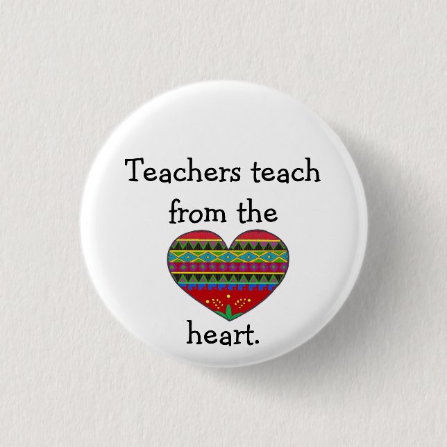 Badge Rond 2,50 Cm Les professeurs enseignent du coeur (Devant)