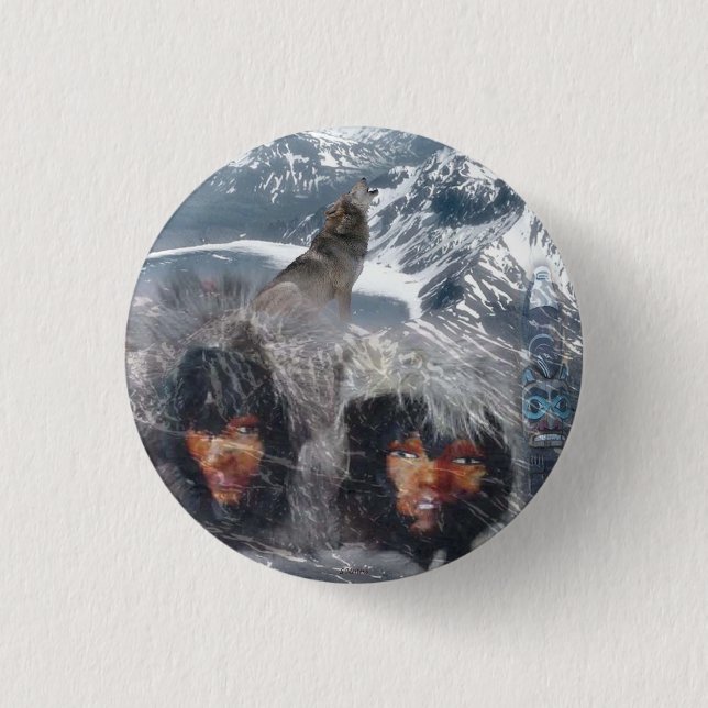 Badge Rond 2,50 Cm L'esprit autochtone en Alaska (Devant)