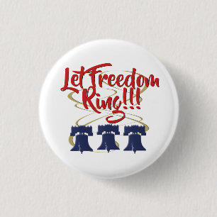 Badge Rond 2,50 Cm Let Freedom Ring Liberty Bell - Rouge blanc et ble