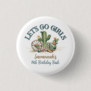 Badge Rond 2,50 Cm Lets Go Girls Cowgirl Rodeo thème fête d'anniversa
