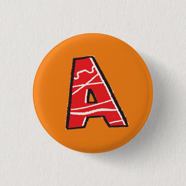 Badge Rond 2,50 Cm Lettre A alphabet initial (Devant)