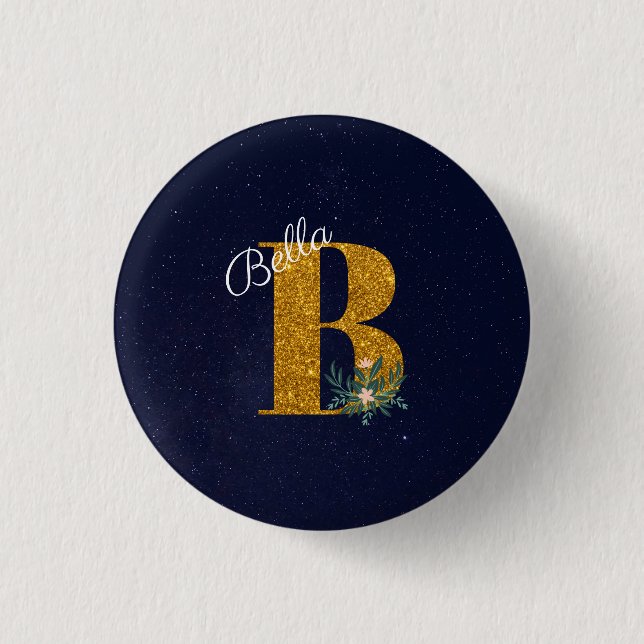 BADGE ROND 2,50 CM LETTRE B MONOME D'OR (Devant)