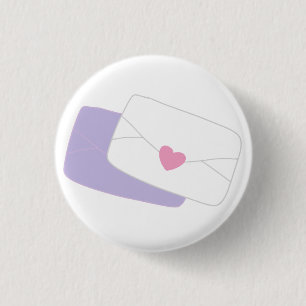 Badge Rond 2,50 Cm Lettre d'amour romantique avec sceau de cœur