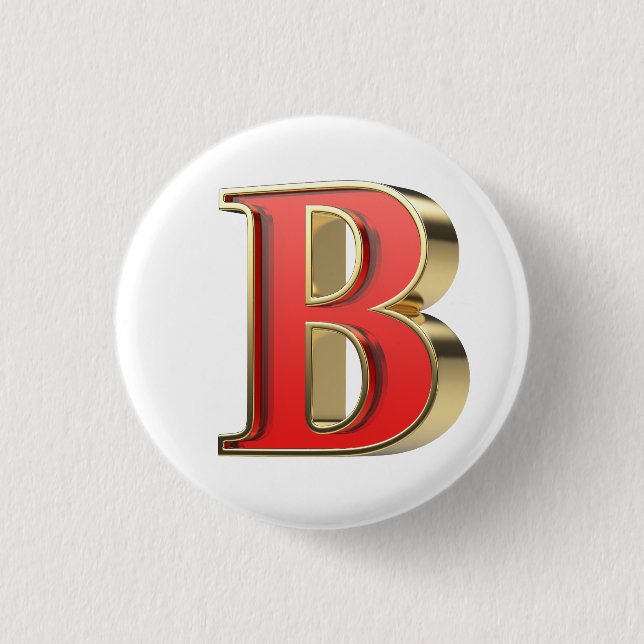 Badge Rond 2,50 Cm Lettre en verre rouge B (Devant)