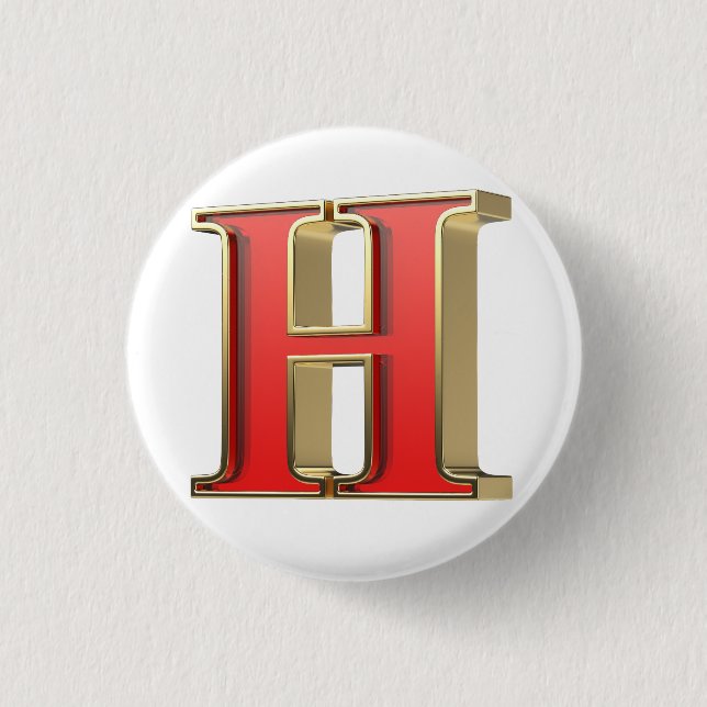 Badge Rond 2,50 Cm Lettre en verre rouge H (Devant)