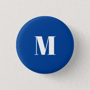 Badge Rond 2,50 Cm LETTRE INITIALE Bleu Profond Monogramme Moderne De