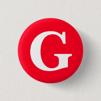 Badge Rond 2,50 Cm Lettre initiale Monogramme Rouge Blanc Plaine Simp