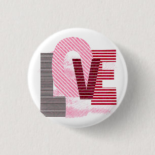 Badge Rond 2,50 Cm Lettre magenta géométrique d'amour