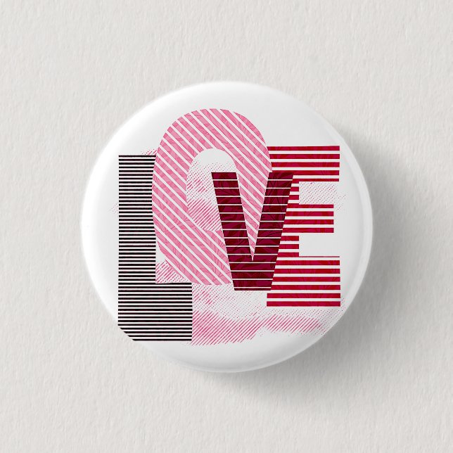 Badge Rond 2,50 Cm Lettre magenta géométrique d'amour (Devant)