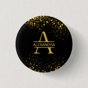 BADGE ROND 2,50 CM LETTRE MONOGRAPHIQUE D'OR PERSONNALISÉE A