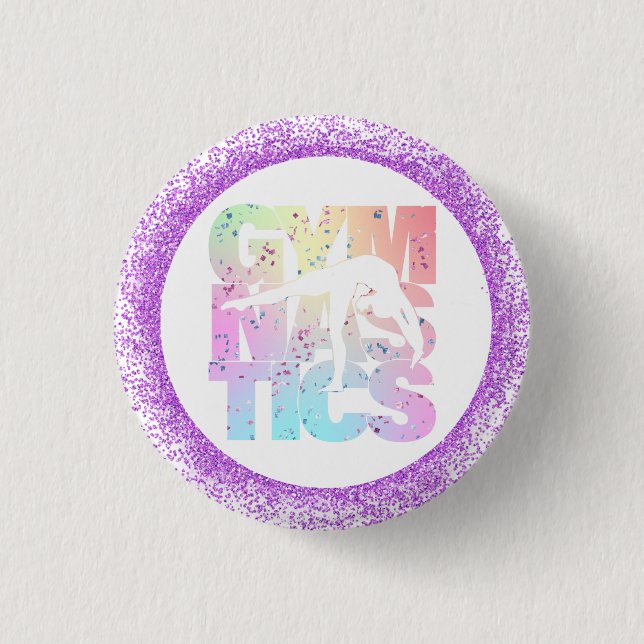 Badge Rond 2,50 Cm Lettres de gymnastique Confetti avec Parties scint (Devant)