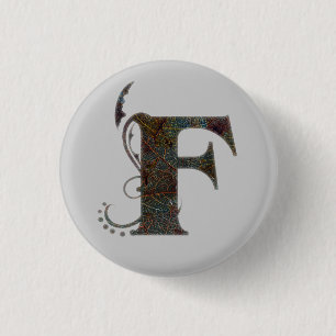 Badge Rond 2,50 Cm Lettres F - Bouton Carré