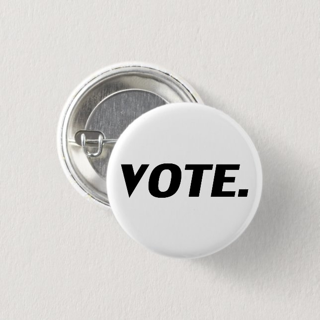 Badge Rond 2,50 Cm Lettres noires "Vote", arrière - plan blanc (Devant & derrière)