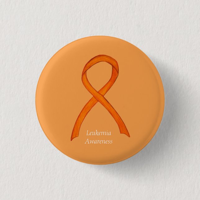Badge Rond 2,50 Cm Leucémie Orange Sensibilisation Ruban Personnalisé (Devant)