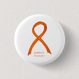 Badge Rond 2,50 Cm Leucémie Orange Sensibilisation Ruban Personnalisé