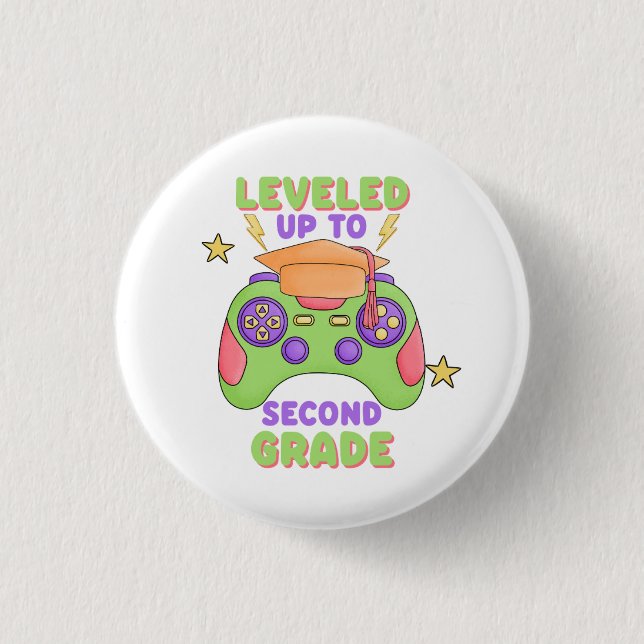 Badge Rond 2,50 Cm Leveled Up to Second Grade (Devant)