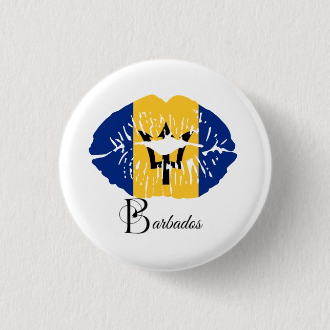 Badge Rond 2,50 Cm Lèvres du drapeau de la Barbade  (Devant)