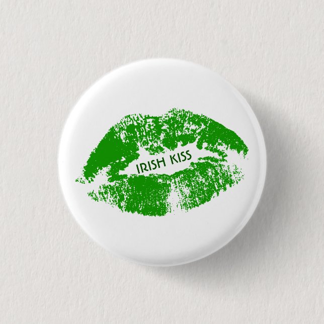 Badge Rond 2,50 Cm Lèvres Vertes Irish Kiss (Devant)