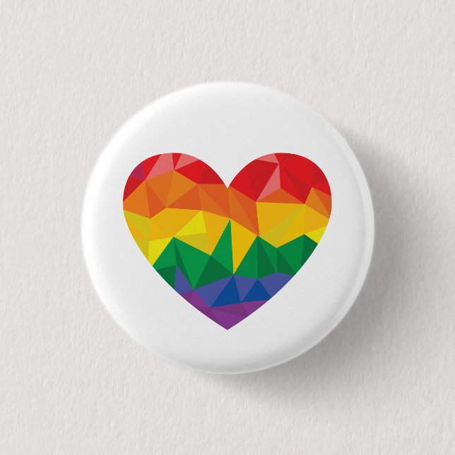 Badge Rond 2,50 Cm LGBTQ+ Fierté Coeur géométrique Arc-en-ciel (Devant)