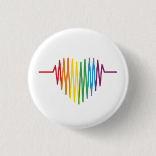Badge Rond 2,50 Cm LGBTQ Heartbeat