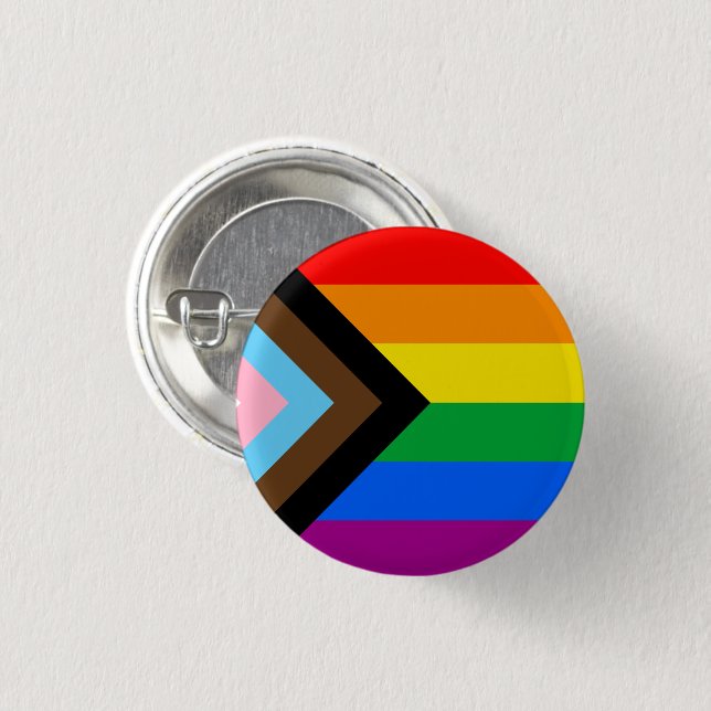 Badge Rond 2,50 Cm LGBTQ+ Indicateur de fierté de progrès (Devant & derrière)
