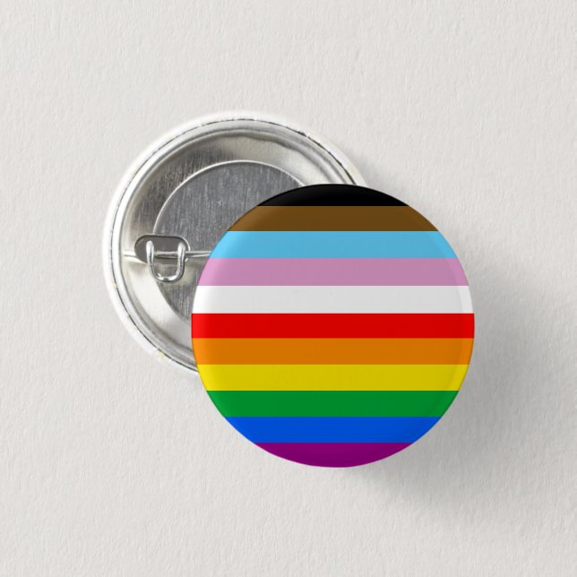 Badge Rond 2,50 Cm LGBTQ+ Progrès des bandes d'indicateur (Devant & derrière)