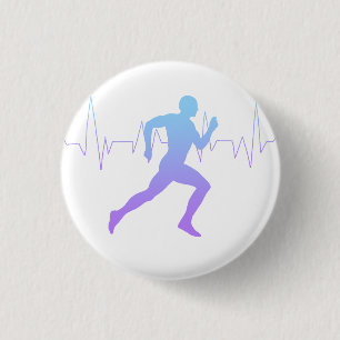 Badge Rond 2,50 Cm L'Homme Coure La Silhouette Gradient Et La Ligne D