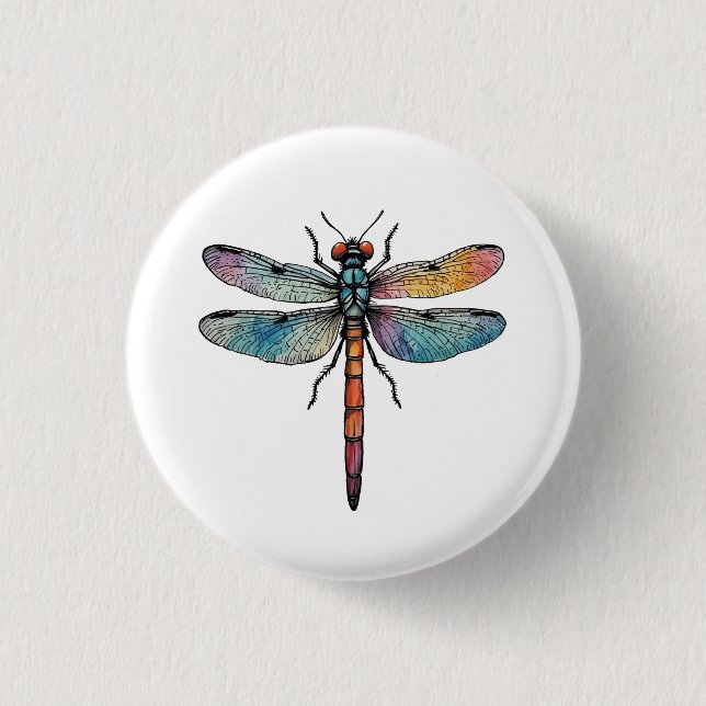 Badge Rond 2,50 Cm Libellule Colorée (Devant)