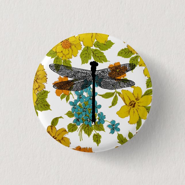 Badge Rond 2,50 Cm libellule Insecte nature Silhouette art  (Devant)