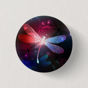 Badge Rond 2,50 Cm libellule rouge brillante