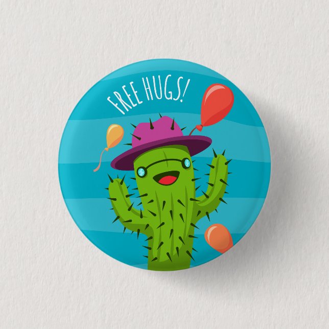 Badge Rond 2,50 Cm Libérez l'illustration de cactus d'étreintes - (Devant)