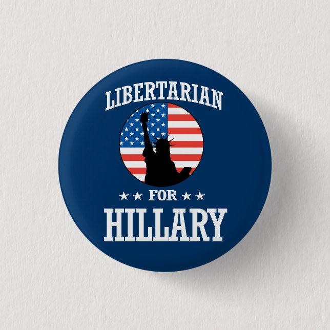 BADGE ROND 2,50 CM LIBERTARIEN POUR LA HILLARY (Devant)